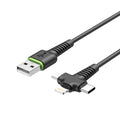 Budi 3-in-1 Charging Cable, 1.2m, Black White (DC150+12B)