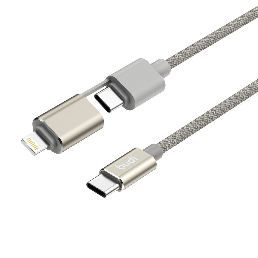 Budi 2-in-1 Charging Cable, 27W, 1m, Gold (DC260TTL10G)