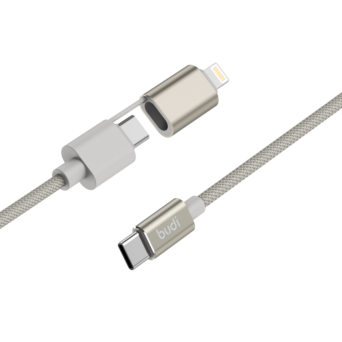 Budi 2-in-1 Charging Cable, 27W, 1m, Gold (DC260TTL10G)