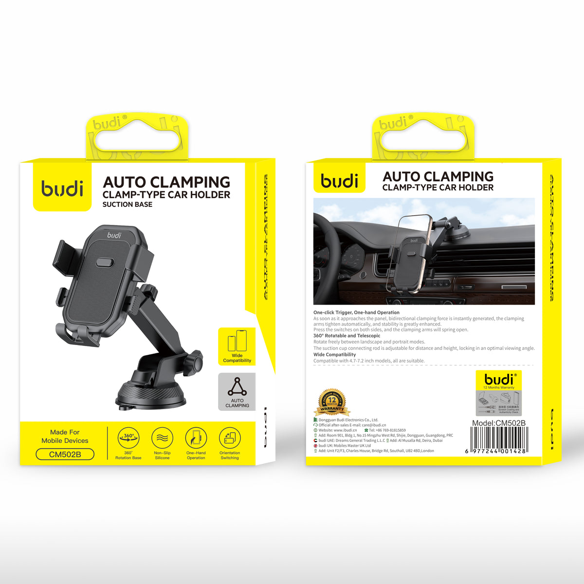 Budi Car Mount, Black (CM502B)