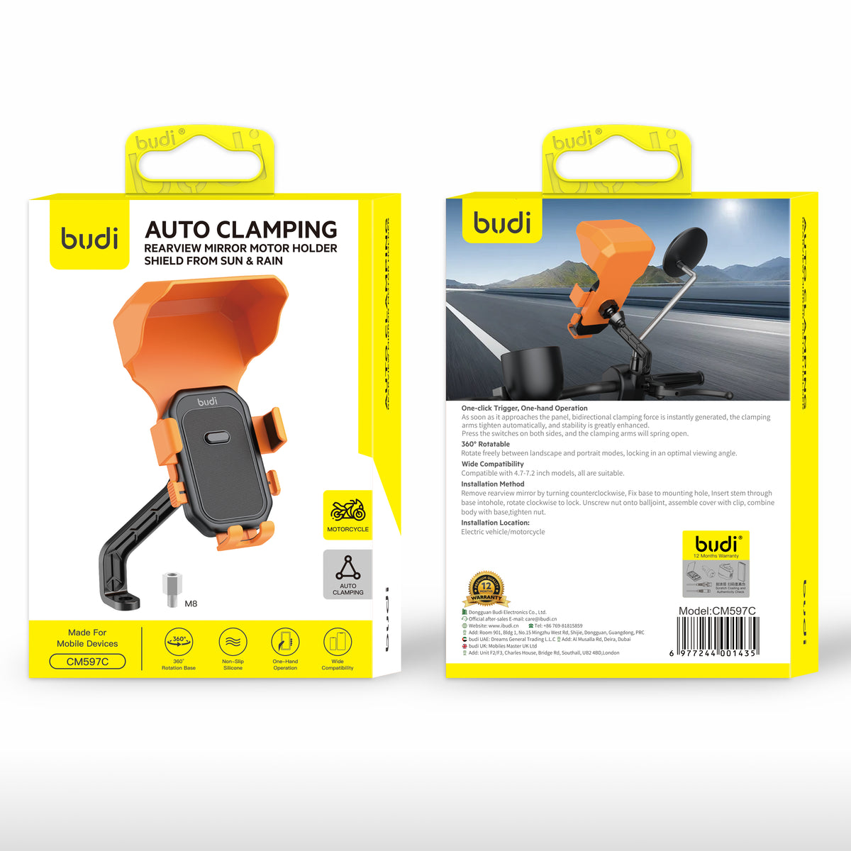 Budi Car Mount, Orange (CM597C)