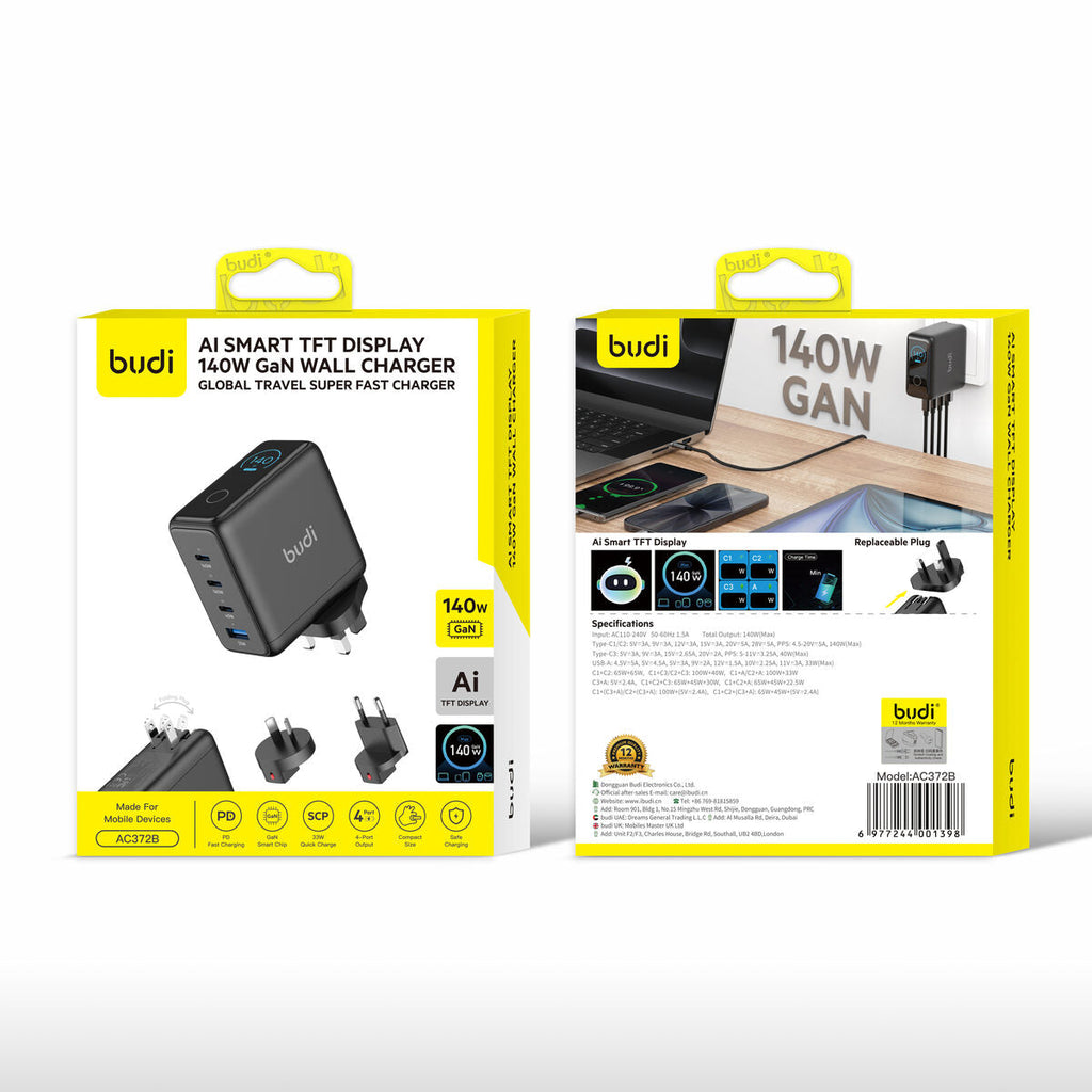 Budi AC372B — Oplader 140W