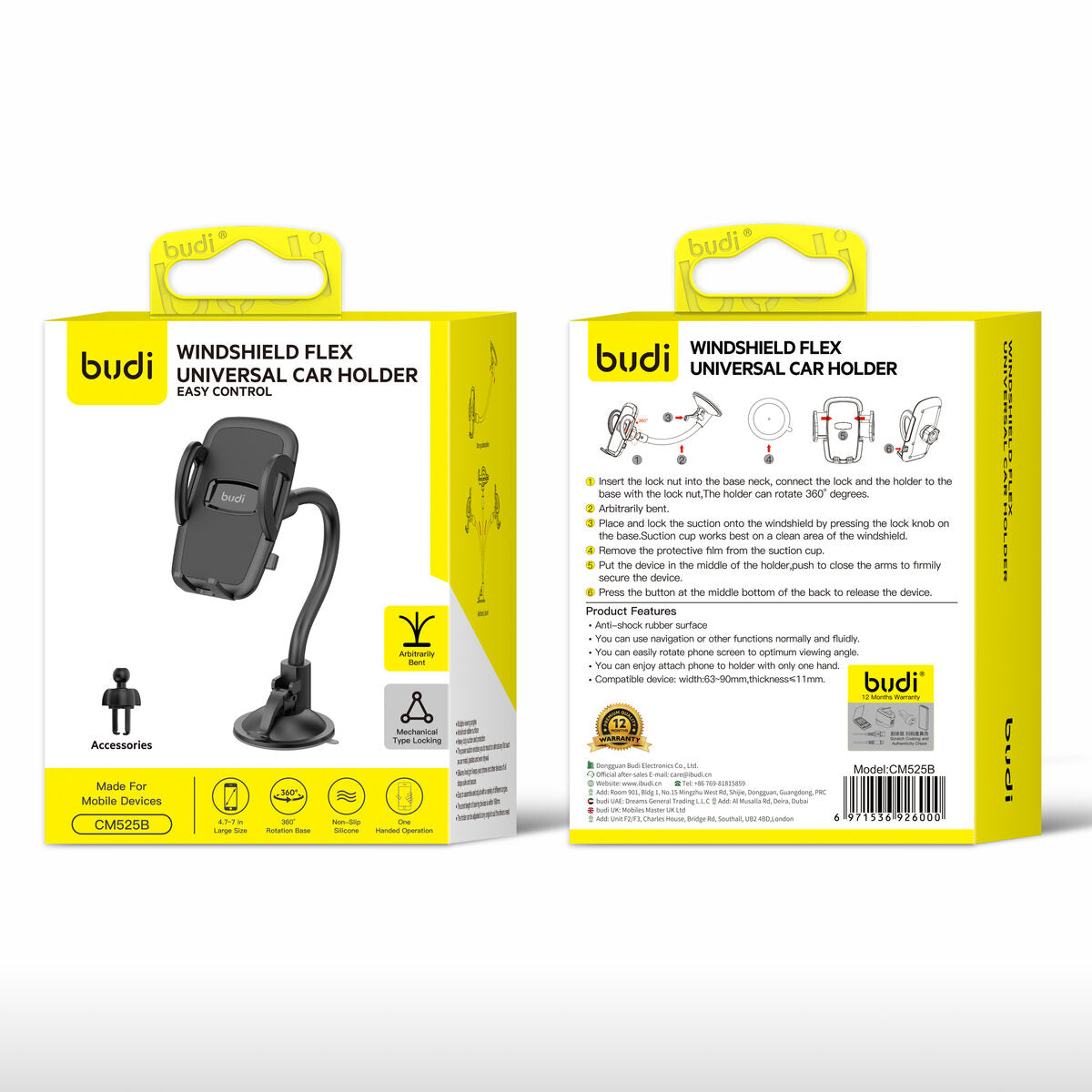 Budi CM525B — Telefoonhouder zwart