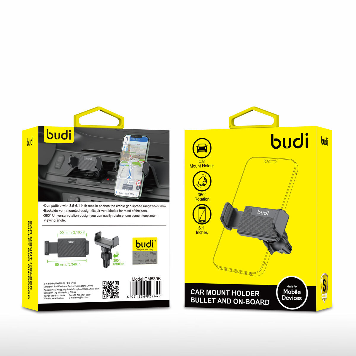Budi CM539B — Telefoonhouder zwart