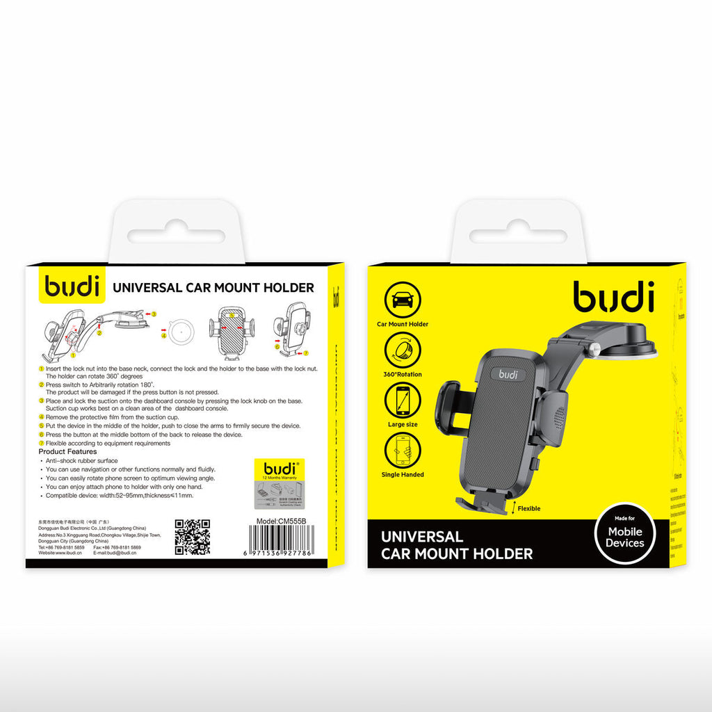 Budi CM555B — Telefoonhouder zwart