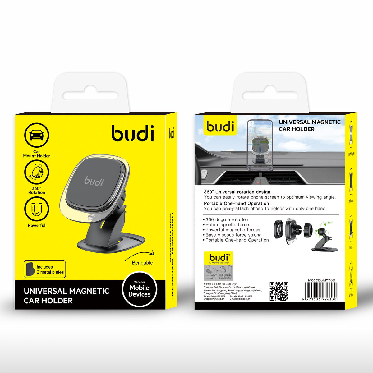 Budi CM558B — Telefoonhouder zwart