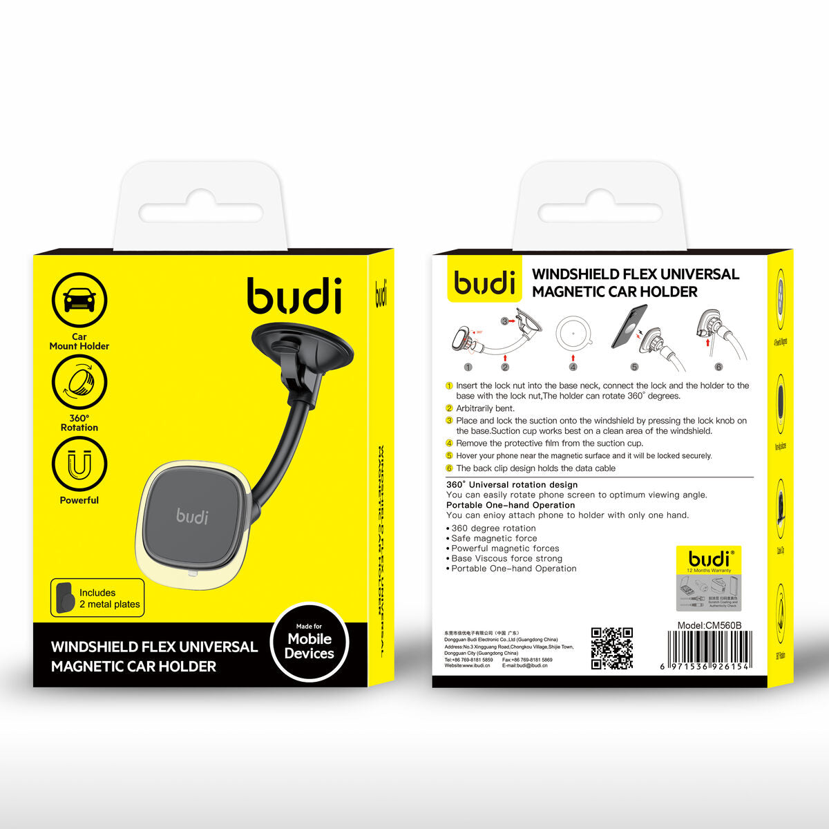 Budi CM560B — Telefoonhouder zwart