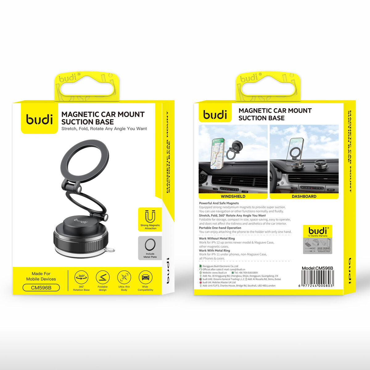 Budi CM596B — Telefoonhouder zwart
