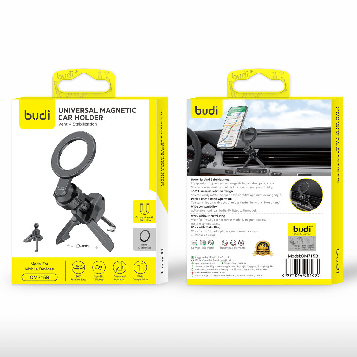 Budi CM715B — Telefoonhouder zwart
