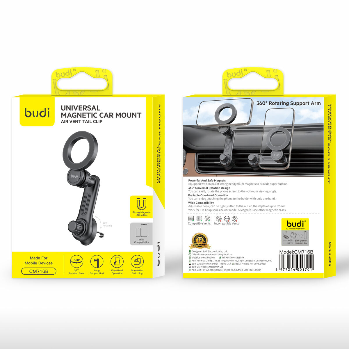 Budi CM716B — Telefoonhouder zwart