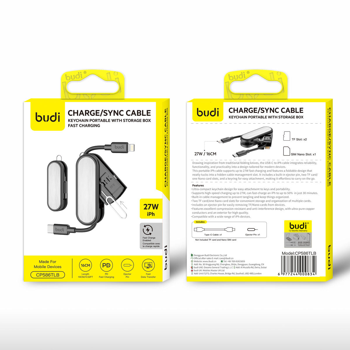 Budi CP586TLB — Multifunctionele accessoire 27W, 0.16 m, zwart