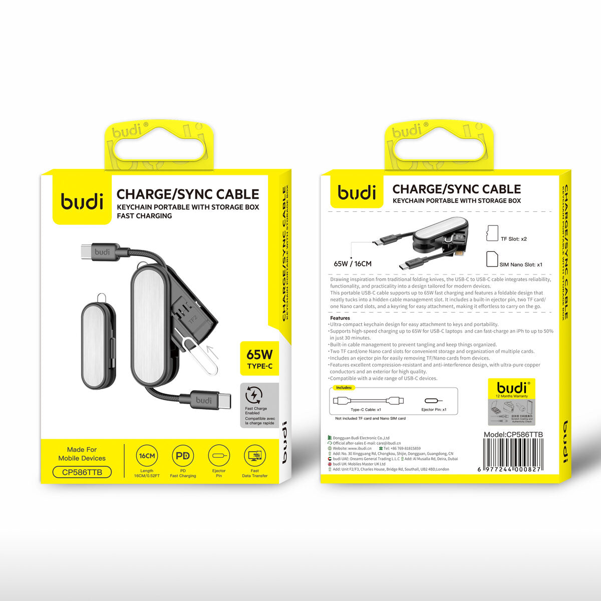 Budi CP586TTB — Multifunctionele accessoire 65W, 0.16 m, zwart