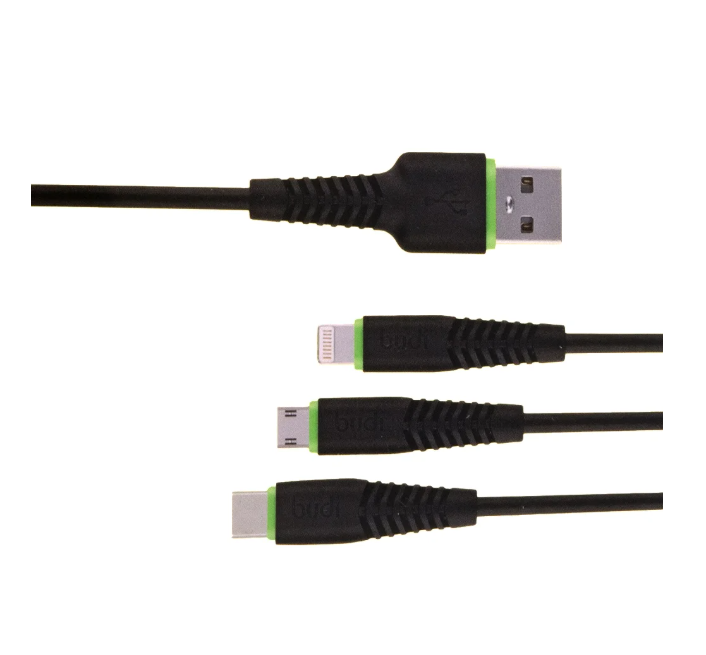 Budi 3-in-1 Charging Cable, 1.2m (M8J150T3-BLK)