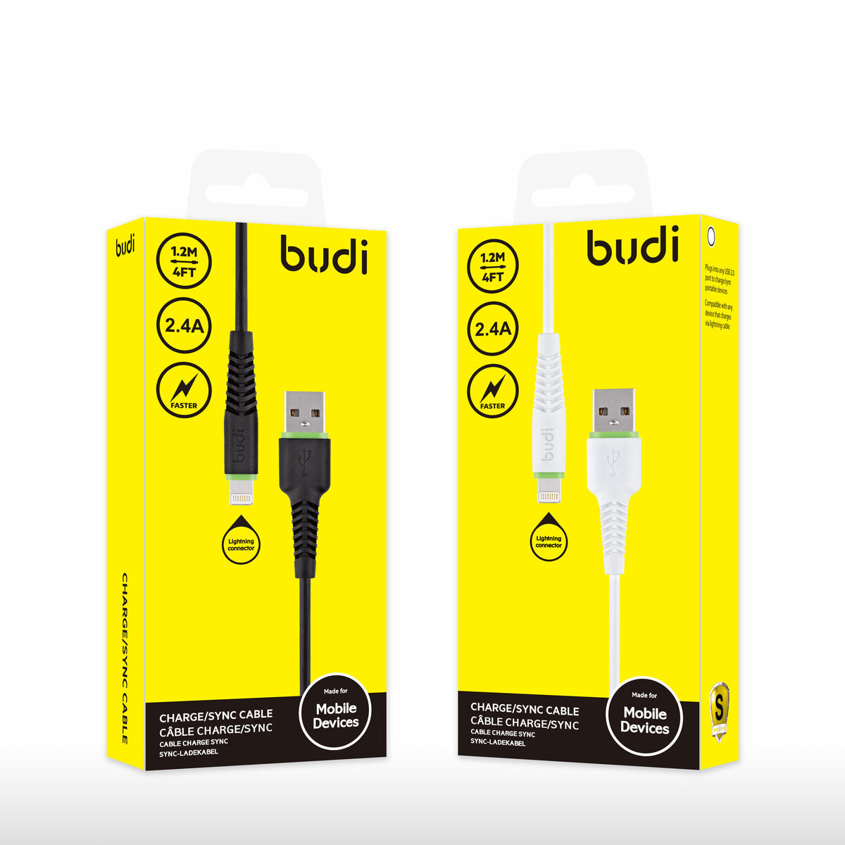 Budi DC150L03B — Kabel USB-A naar Lightning, 0.3 m