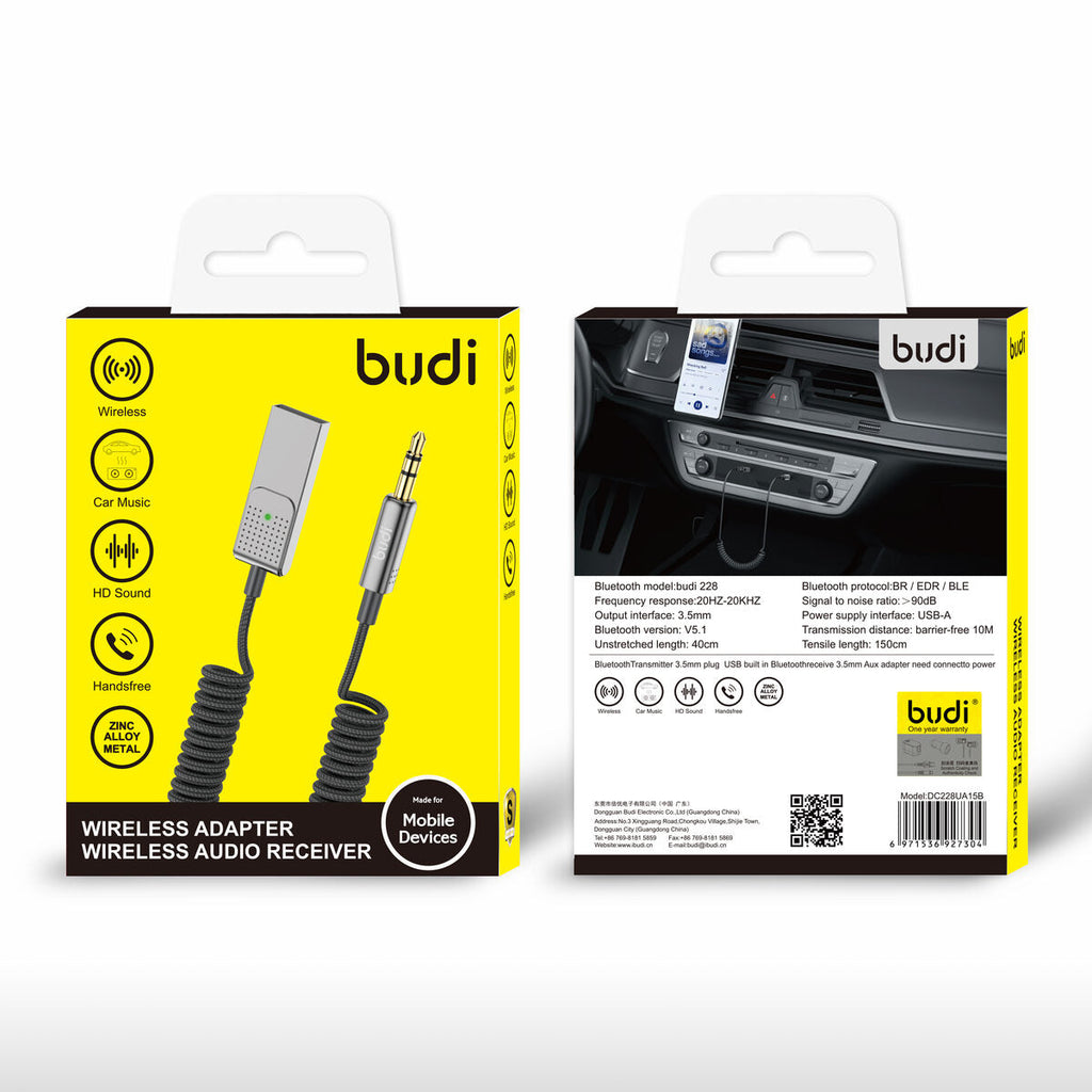 Budi DC228UA15B — Audiokabel zwart