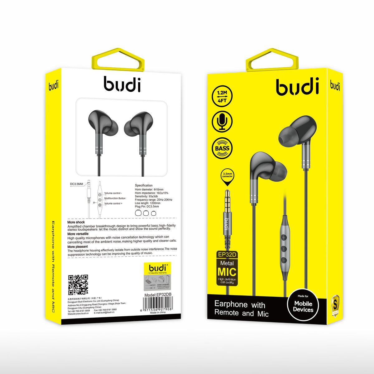 Budi EP32T — Oordopjes 1.2 m