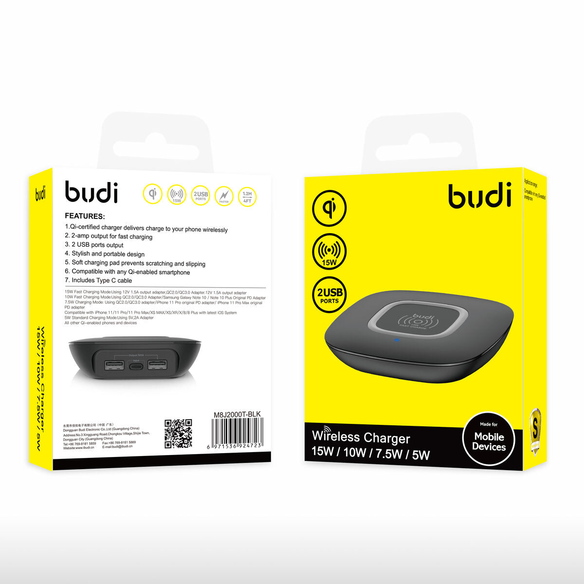 Budi M8J2000T — Draadloze oplader 15W