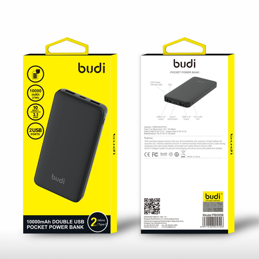 Budi PB095B01 — Powerbank 10000 mAh