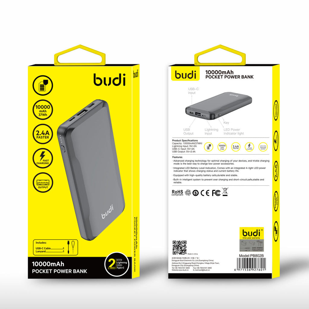 Budi PB802B — Powerbank 10000 mAh