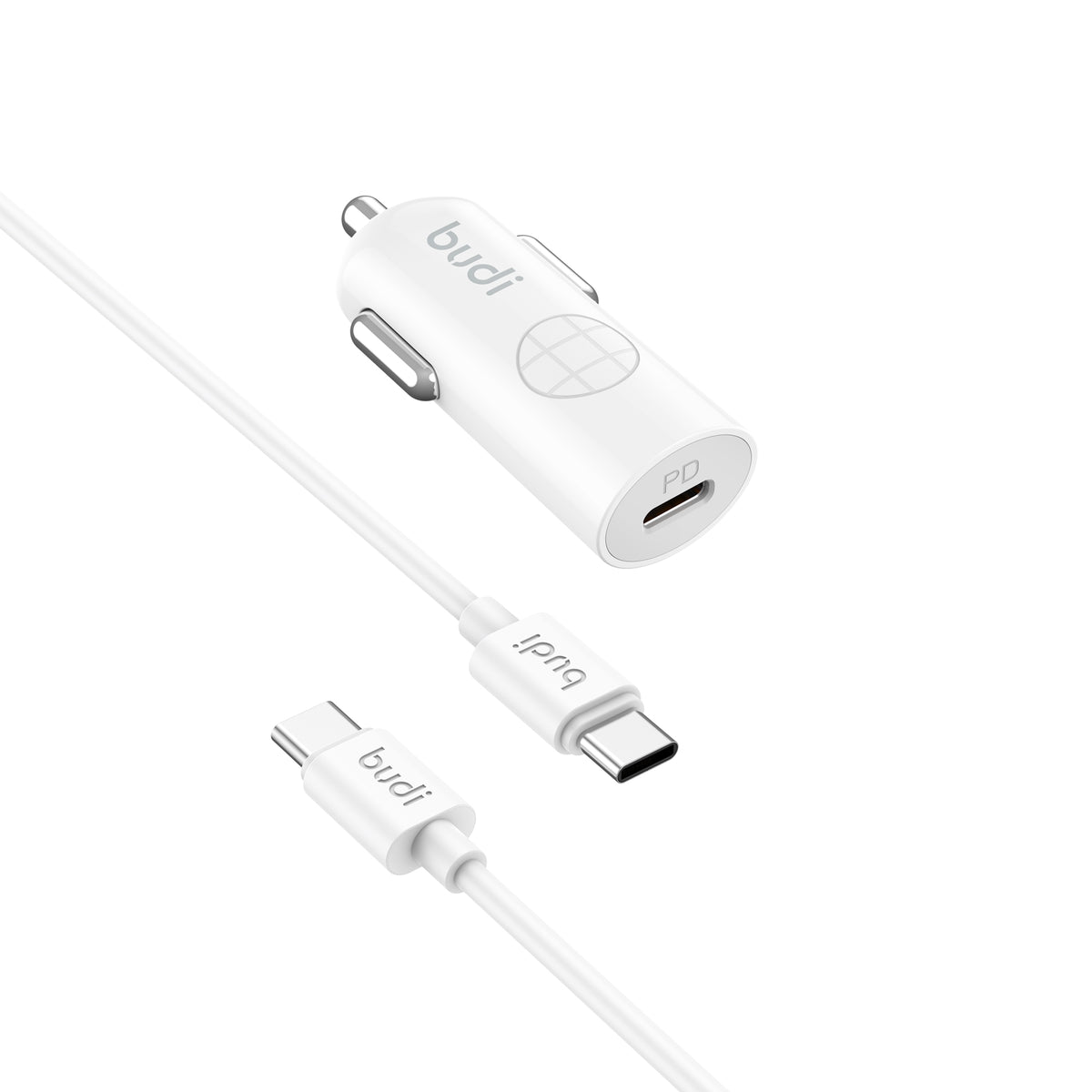 Budi USB-C to USB-C Car Charger, 33W, 1m, White (CC062TTTW)