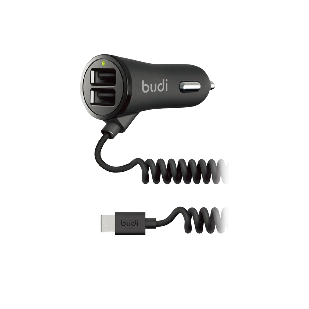 Budi Car Charger, 17W, 1.2m, Black (CC068TB1)