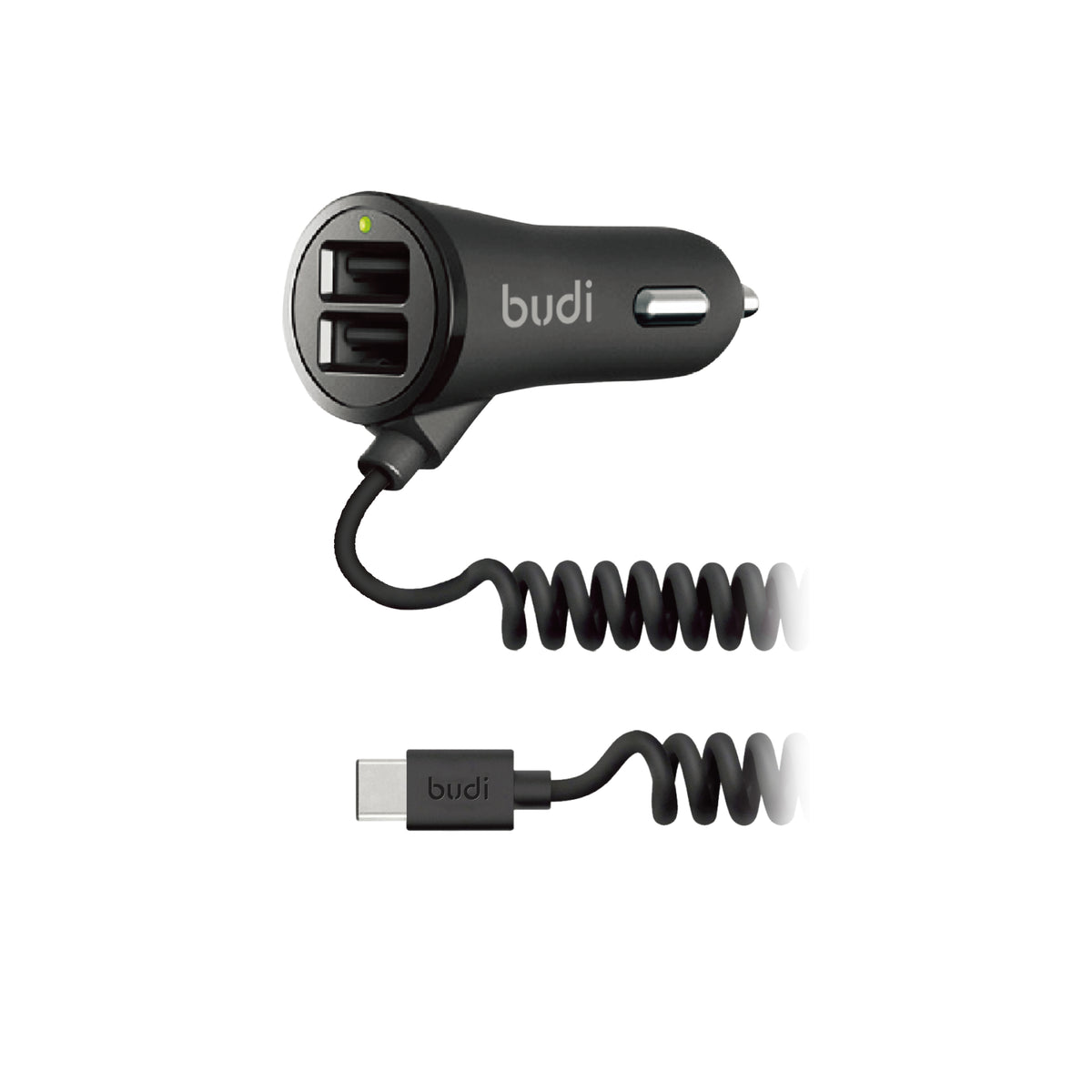 Budi Car Charger, 17W, 1.2m, Black (CC068TB1)