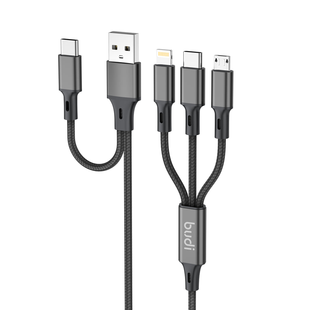 Budi 6-in-1 Charging Cable, 1.2m, Black (DC203T512B)