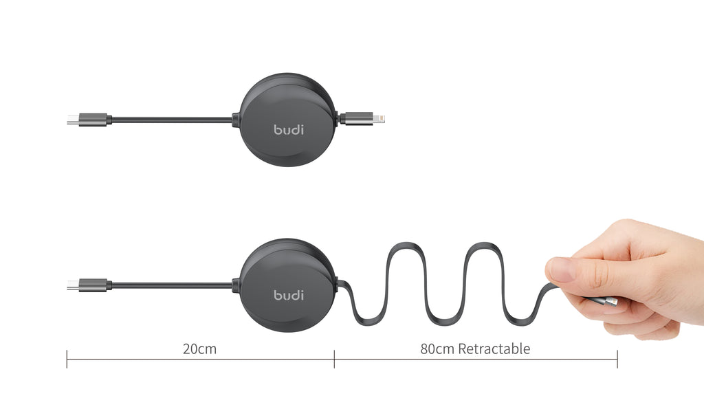 Budi USB-C to Lightning Charging Cable, 27W, 1m, Black (DC257TL10B)