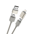 Budi 2-in-1 USB-A to USB-C + Lightning Cable, 1m, Gold (DC260ATTL10G)