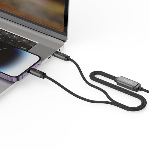Budi 2-in-1 Charging Cable, 100W, 1.2m, Black (DC266TTL12B)