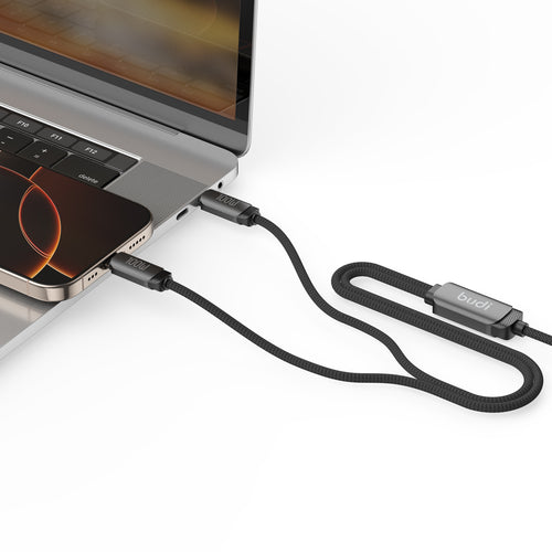 Budi 2-in-1 Charging Cable, 100W, 1.2m, Black (DC266TTT12B)