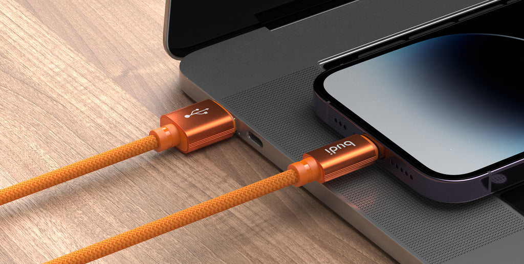 Budi USB-A to Lightning Charging Cable, 1.5m, Orange (DC271L15C)