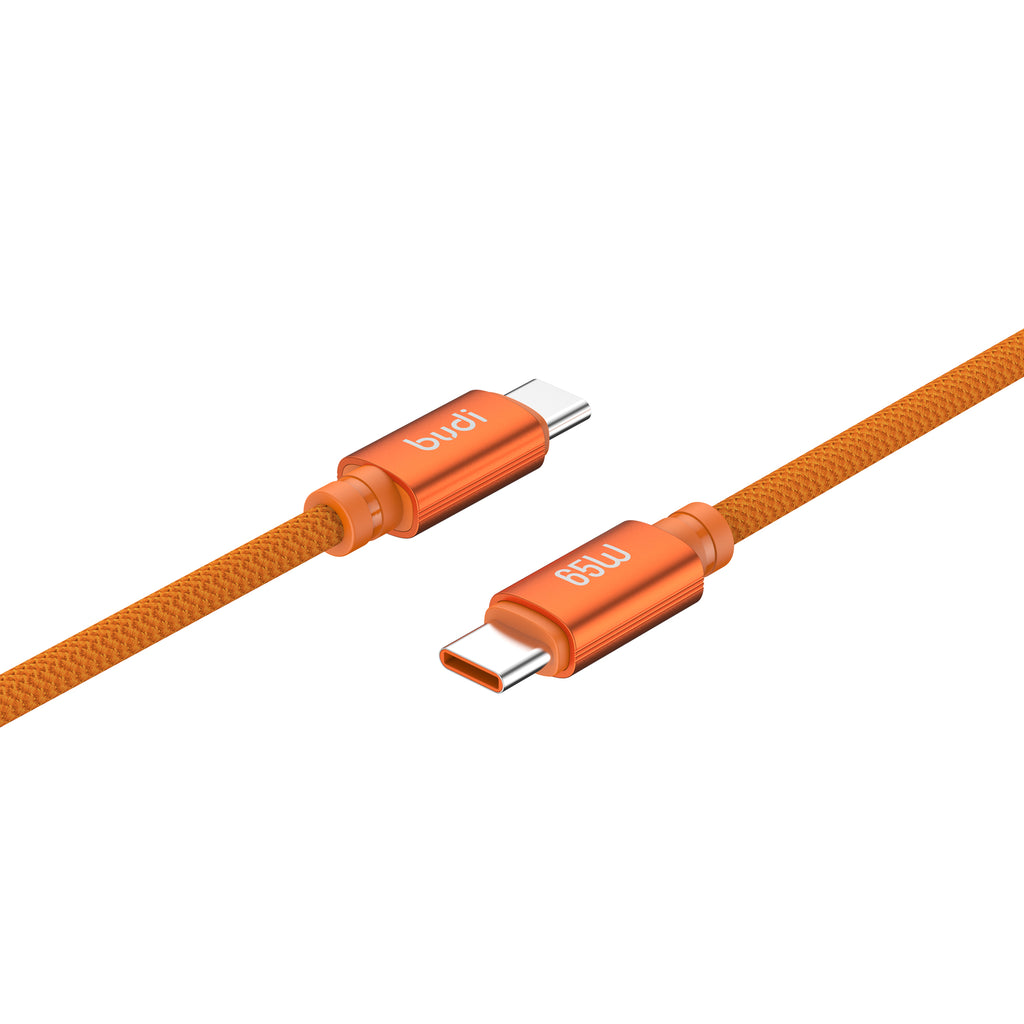 Budi USB-C to USB-C Charging Cable, 65W, 1.5m, Orange (DC271TT15C)