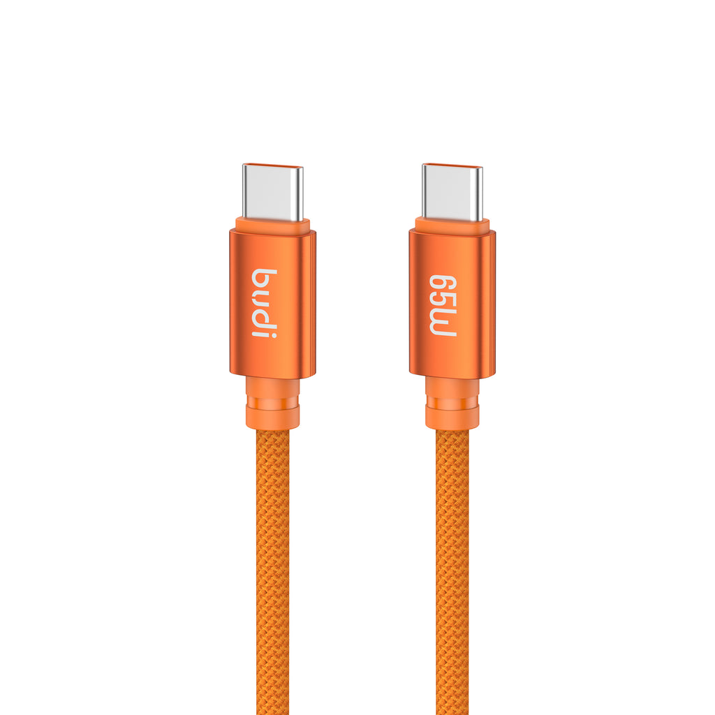 Budi USB-C to USB-C Charging Cable, 65W, 1.5m, Orange (DC271TT15C)