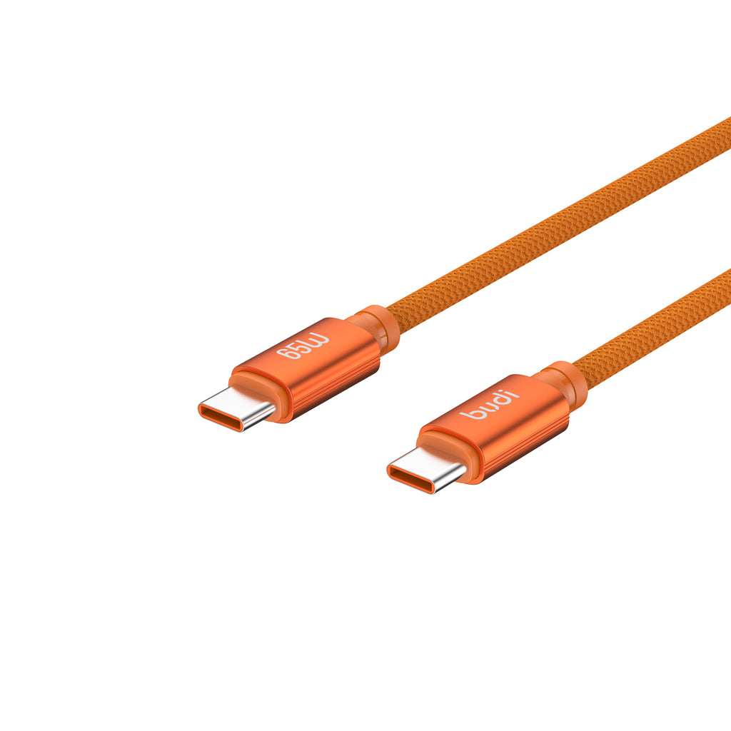 Budi USB-C to USB-C Charging Cable, 65W, 1.5m, Orange (DC271TT15C)