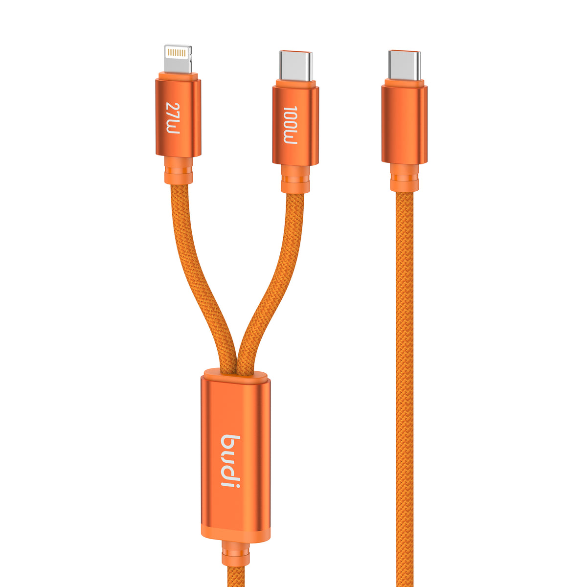 Budi 2-in-1 Charging Cable, 100W, 1.5m, Orange (DC271TTL15C)