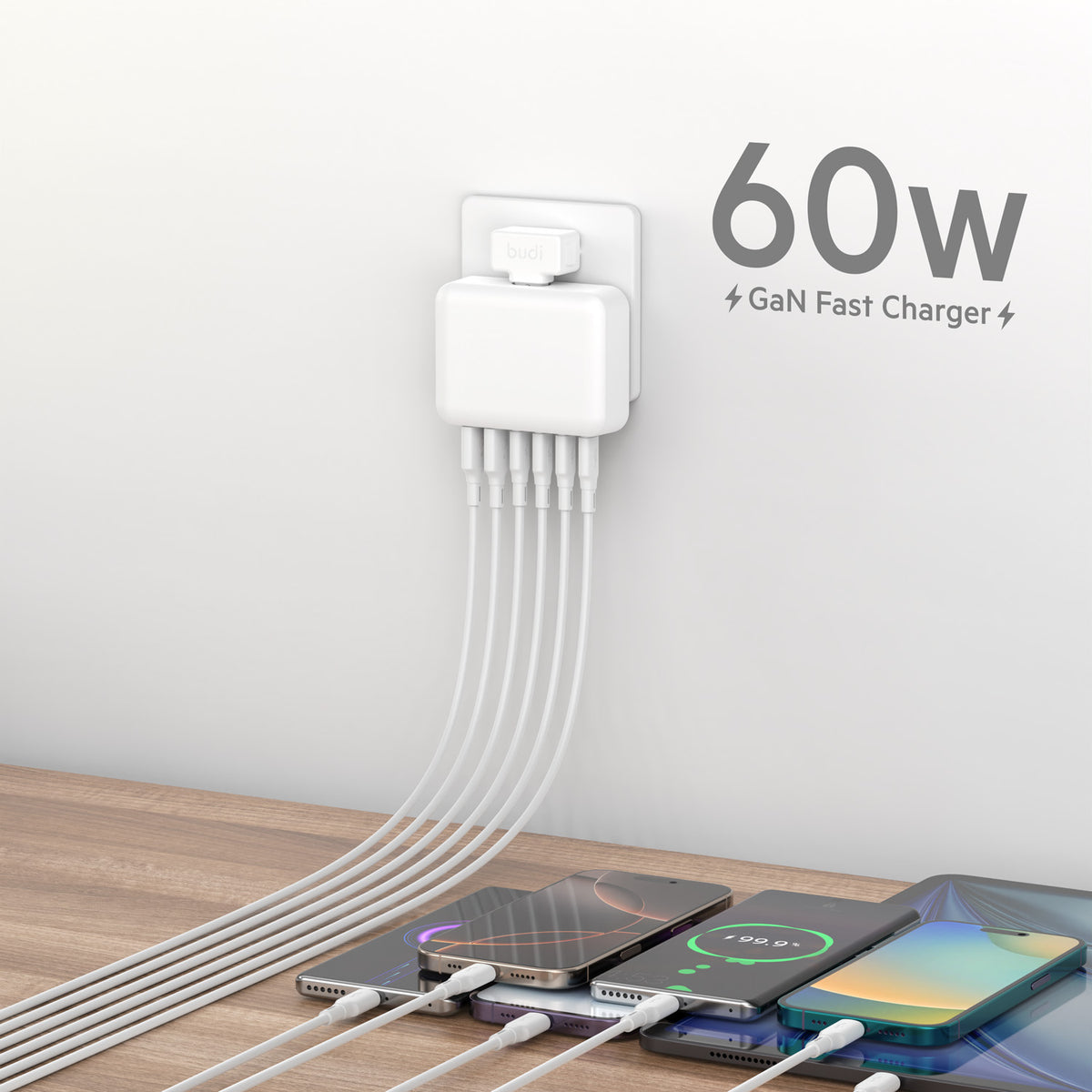 Budi Wall Charger, 60W, 1.5m (AC318EW)