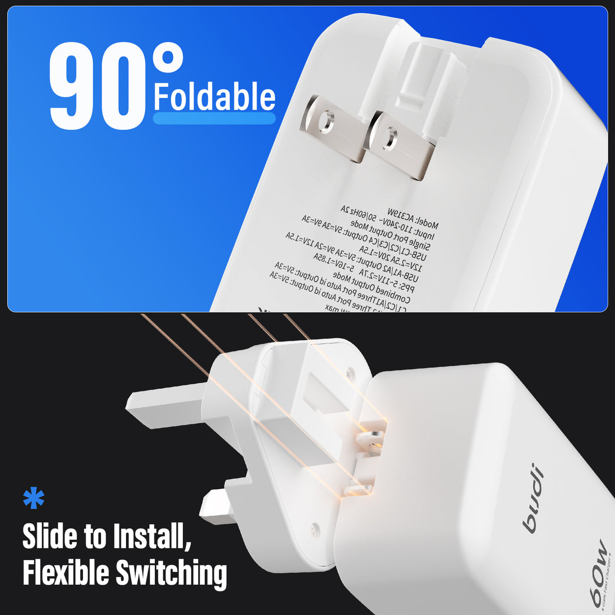 Budi Wall Charger, 60W (AC319W)