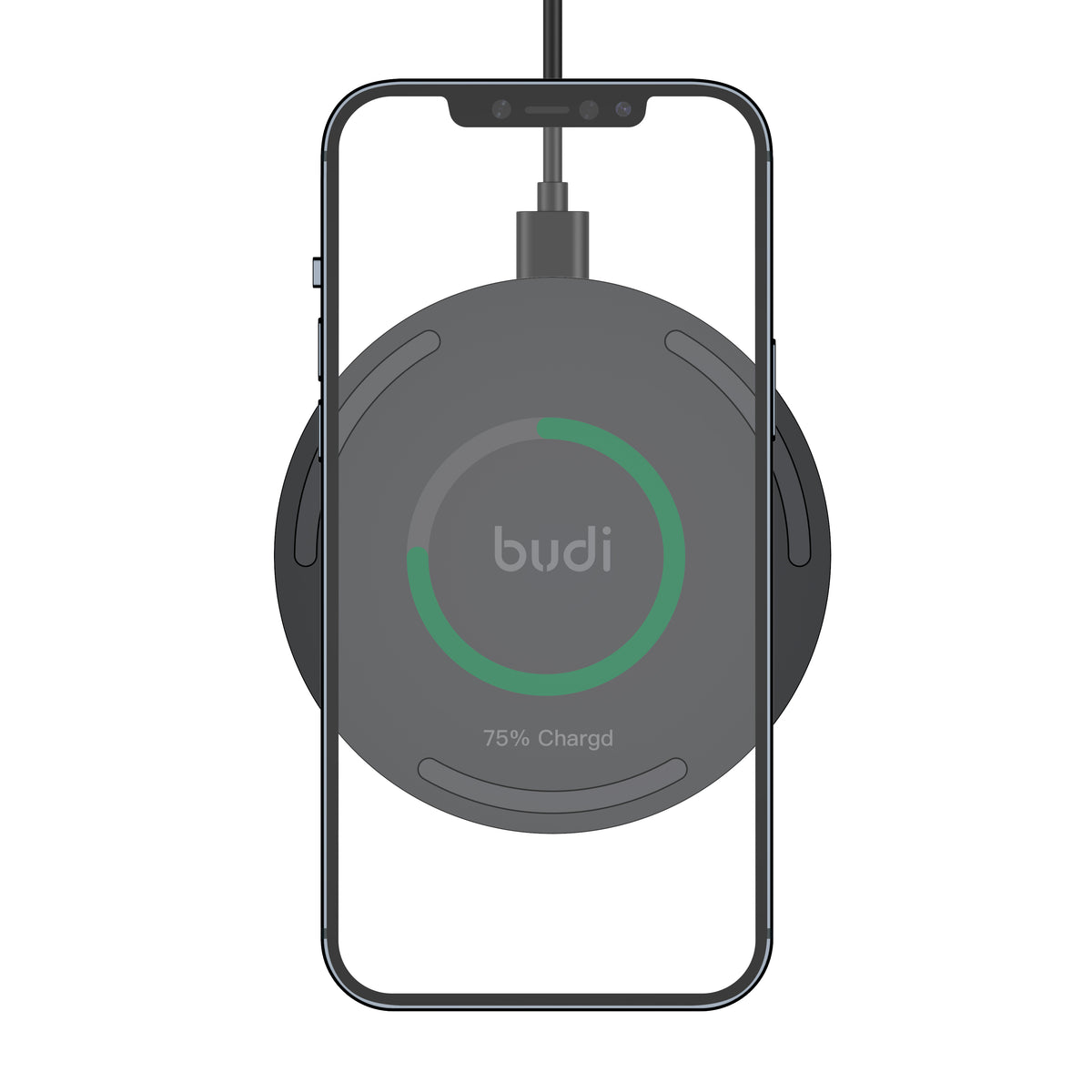 Budi USB-C to USB-C Wireless Charger, 15W, 1.2m (WL3600B)