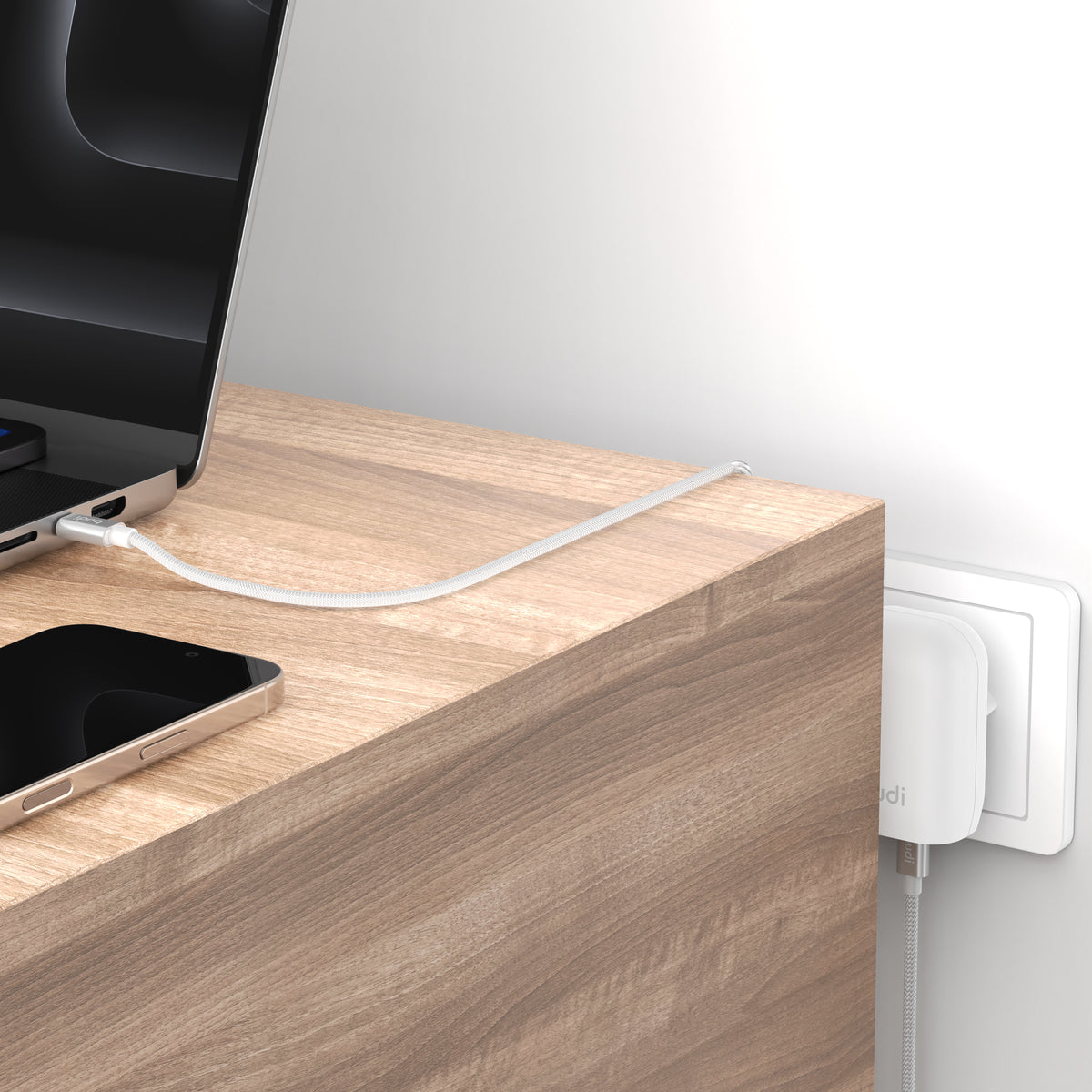 Budi USB-C to USB-C Wall Charger, 45W, 1m, White (AC370ETTW)
