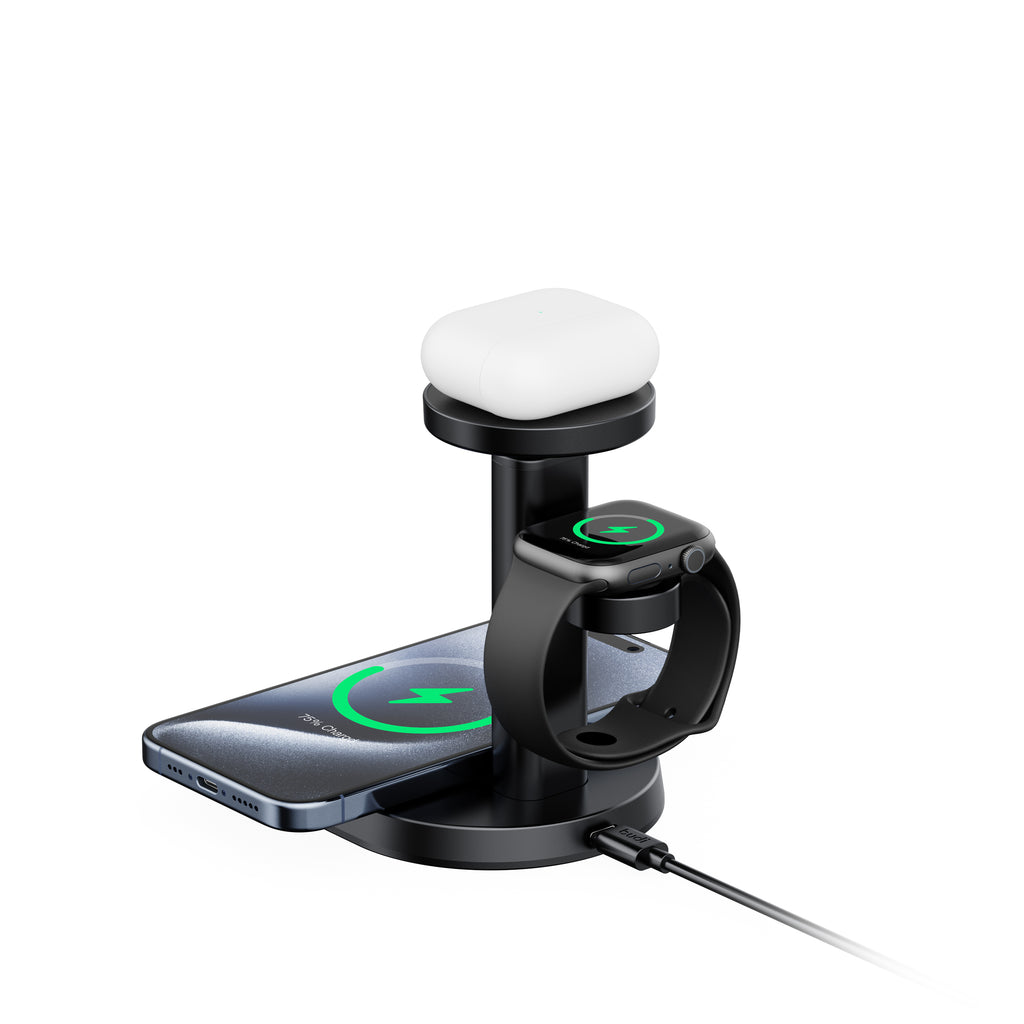 Budi 3-in-1 Wireless Charger, 20W, Black (WL4900B)