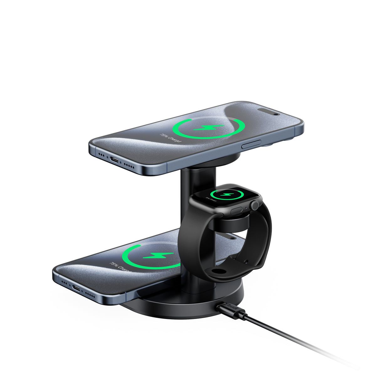 Budi 3-in-1 Wireless Charger, 20W, Black (WL4900B)