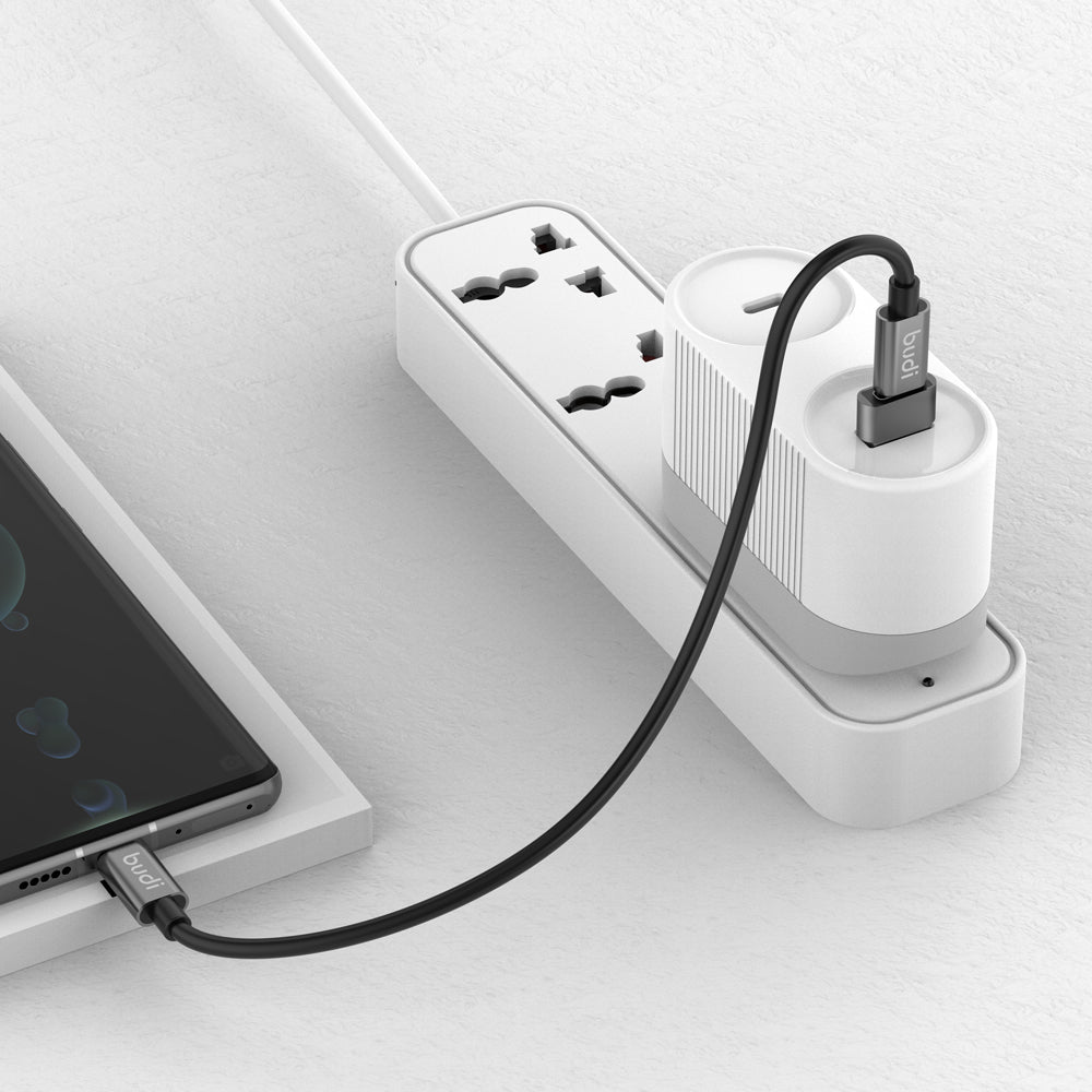 Budi USB-A to USB-C Mini Adapter, Black (DC515T-AB)