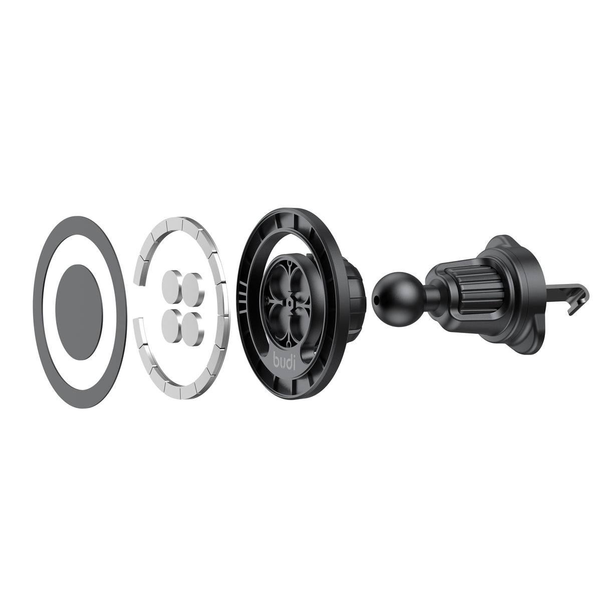 Budi 2-in-1 Car Mount, Black (CM588B)