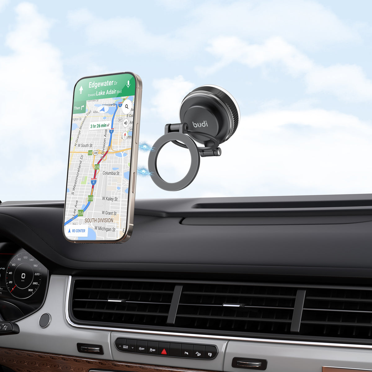 Budi Car Mount, Black (CM596B)