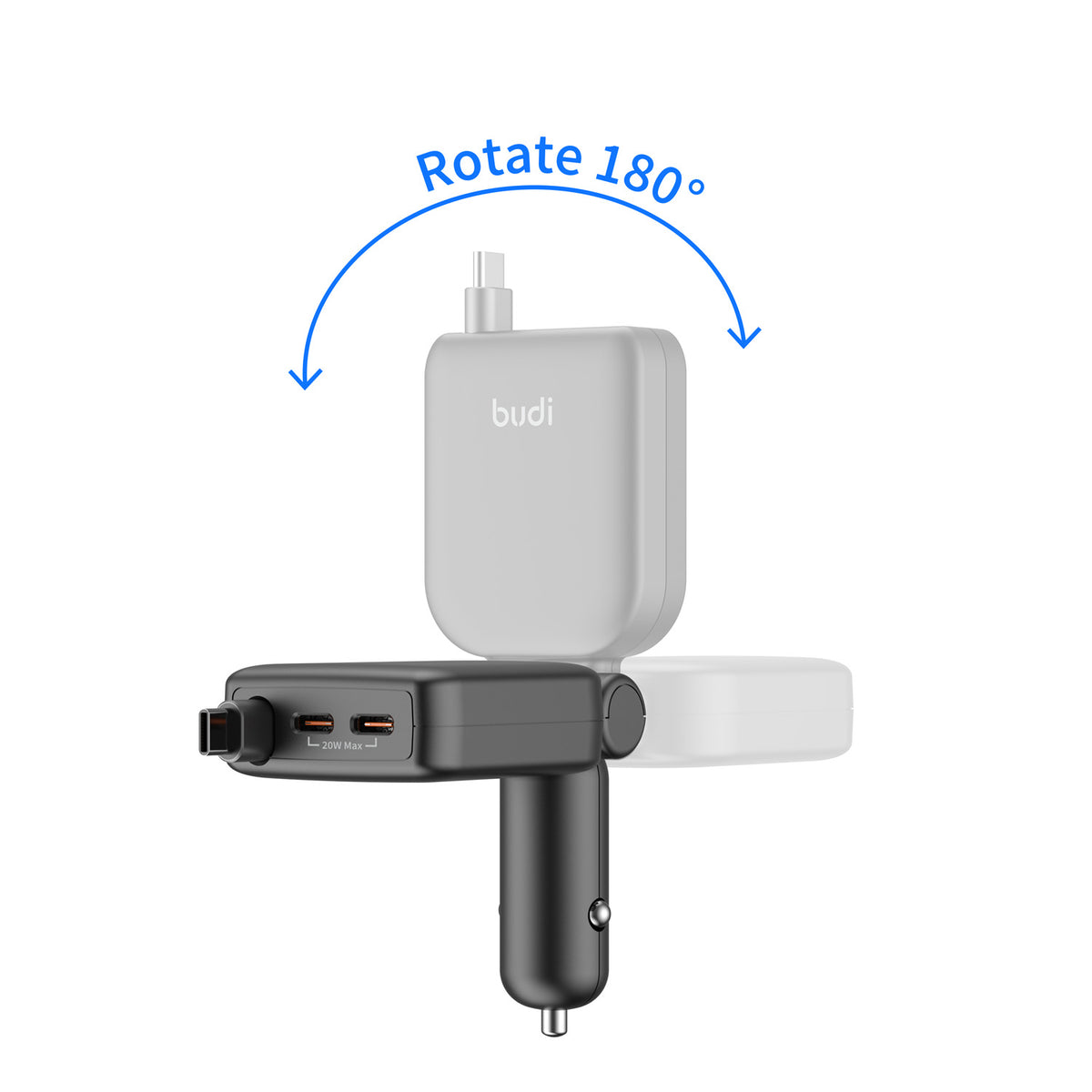Budi Car Charger, 50W, 0.72m, Black (CC605B)