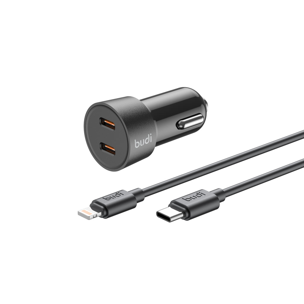 Budi USB-C to Lightning Car Charger, 33W, 1.2m, Black (CC622RTLB)
