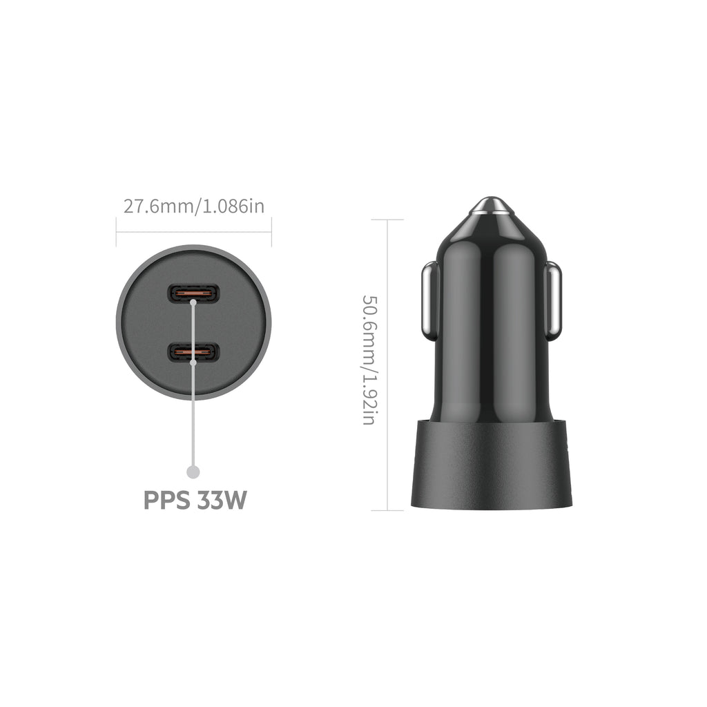 Budi USB-C to USB-C Car Charger, 33W, 1.2m, Black (CC622RTTB)