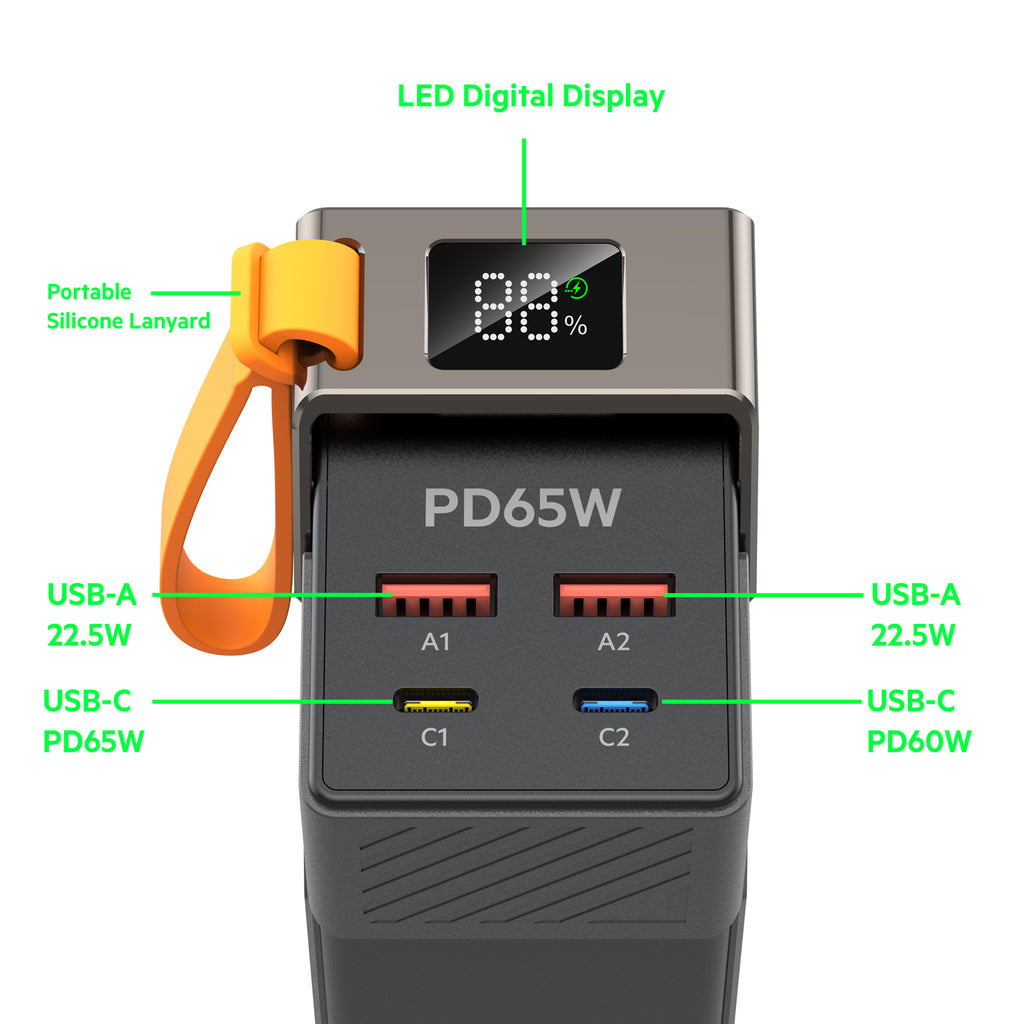 Budi Power Bank, 65W, 30000 mAh, Black (PB810B)