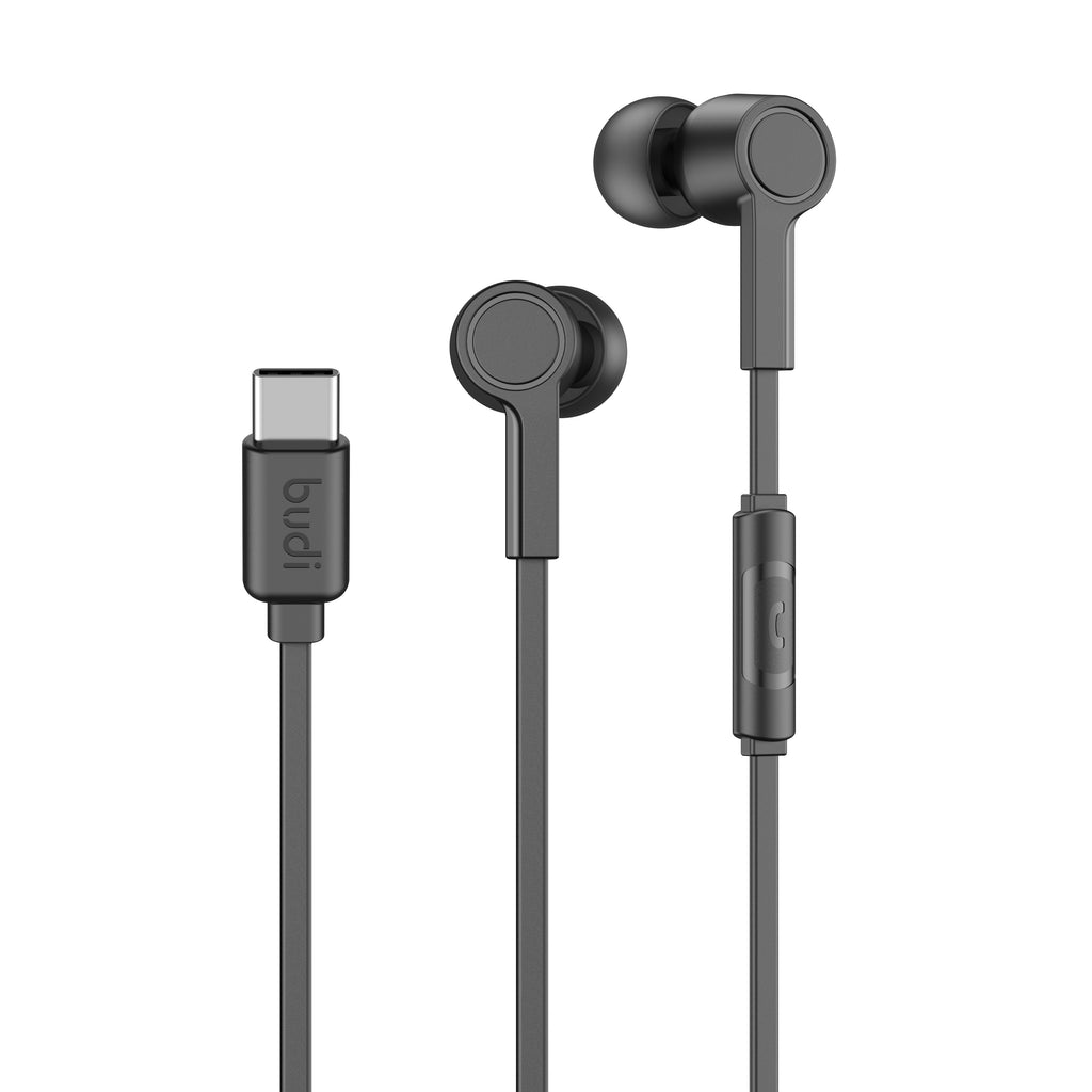 Budi Wired Earphones, 1.2m, Black/White (EP22TB)
